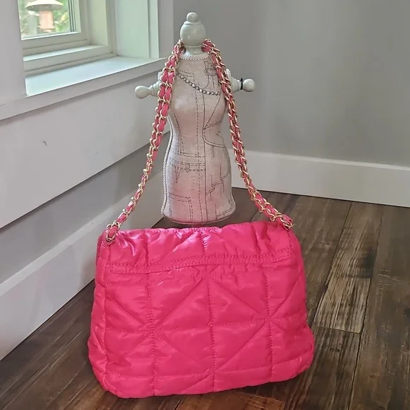 Chico's Gorgeous Hot Pink Quilted Chain‎ Shoulder Bag - Picture 3 of 11